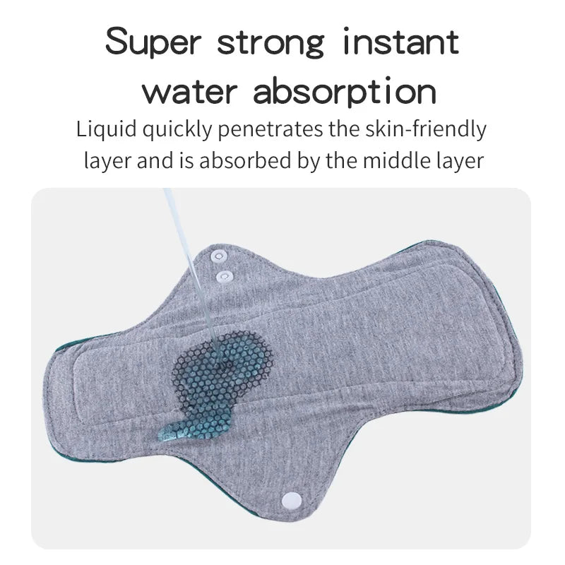 1 pc Reusable sanitary pads with Snap Button Closure, Quick-Absorbing, Machine Washable,Foldable Design, Soft & Breathable