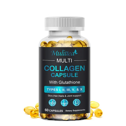 Mulittea Multiple collagen with Biotin Support Anti-aging Skin Hair Nails and Joints Health Antioxidant Skin Firming Support