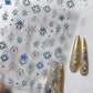 Elegant Gold Scepter 5D Nail Art Stickers Gorgeous Gemstone Luxury Courtly Pattern Necklace Frame Self Adhesive Manicure Decals