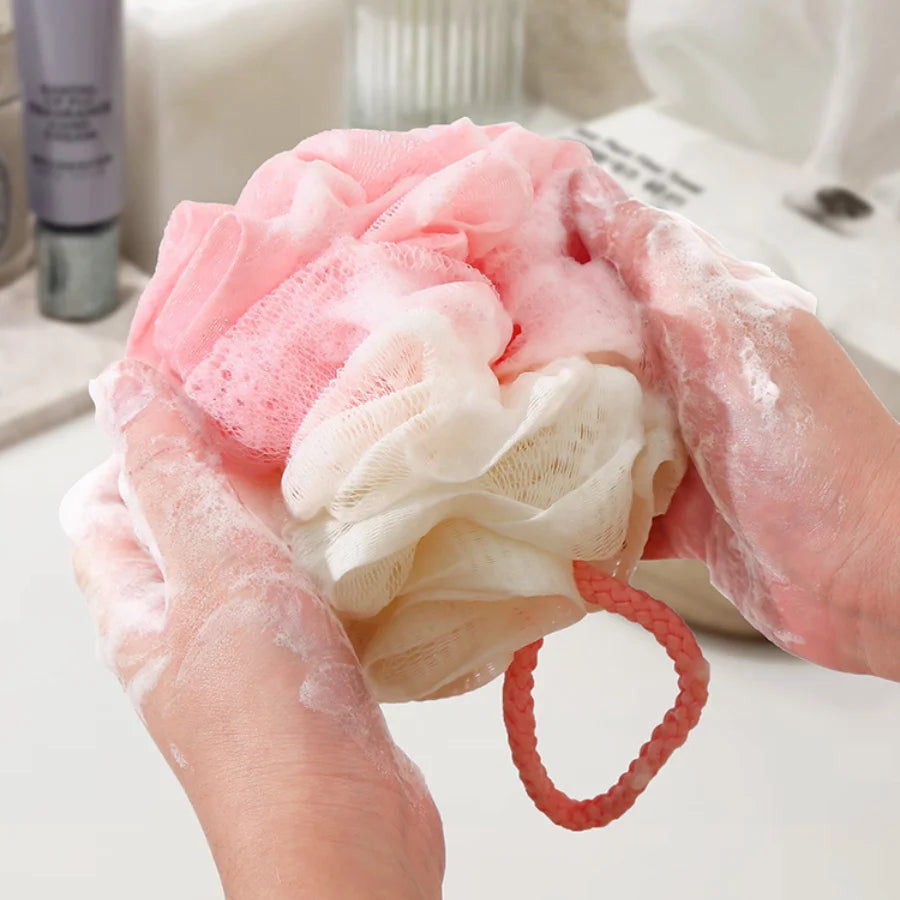 Bath Shower Loofah Sponge Bath Mesh Pouf Shower Ball Body Scrubber Exfoliating Bath Sponge for Women and Men (Large-45G)