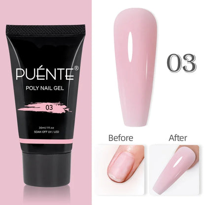 PUENTE Pearl Color Builder Nail Gel Polish Hema Free Shell Thread Glitter Nail Extension Semi-Permanent Construction Gel Varnish
