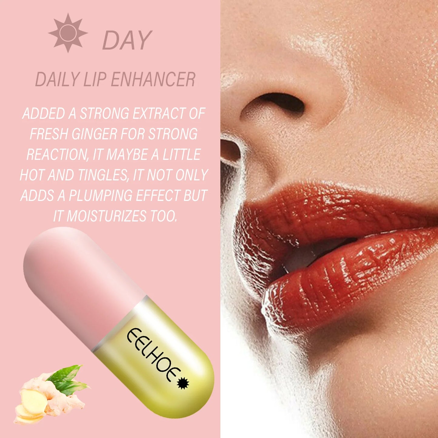 EELHOE Lip Plumper Set Plump Lips Increasing Elasticity Long-lasting Moisturizing Reduce Fine Line Brighting Sexier Lip Capsules