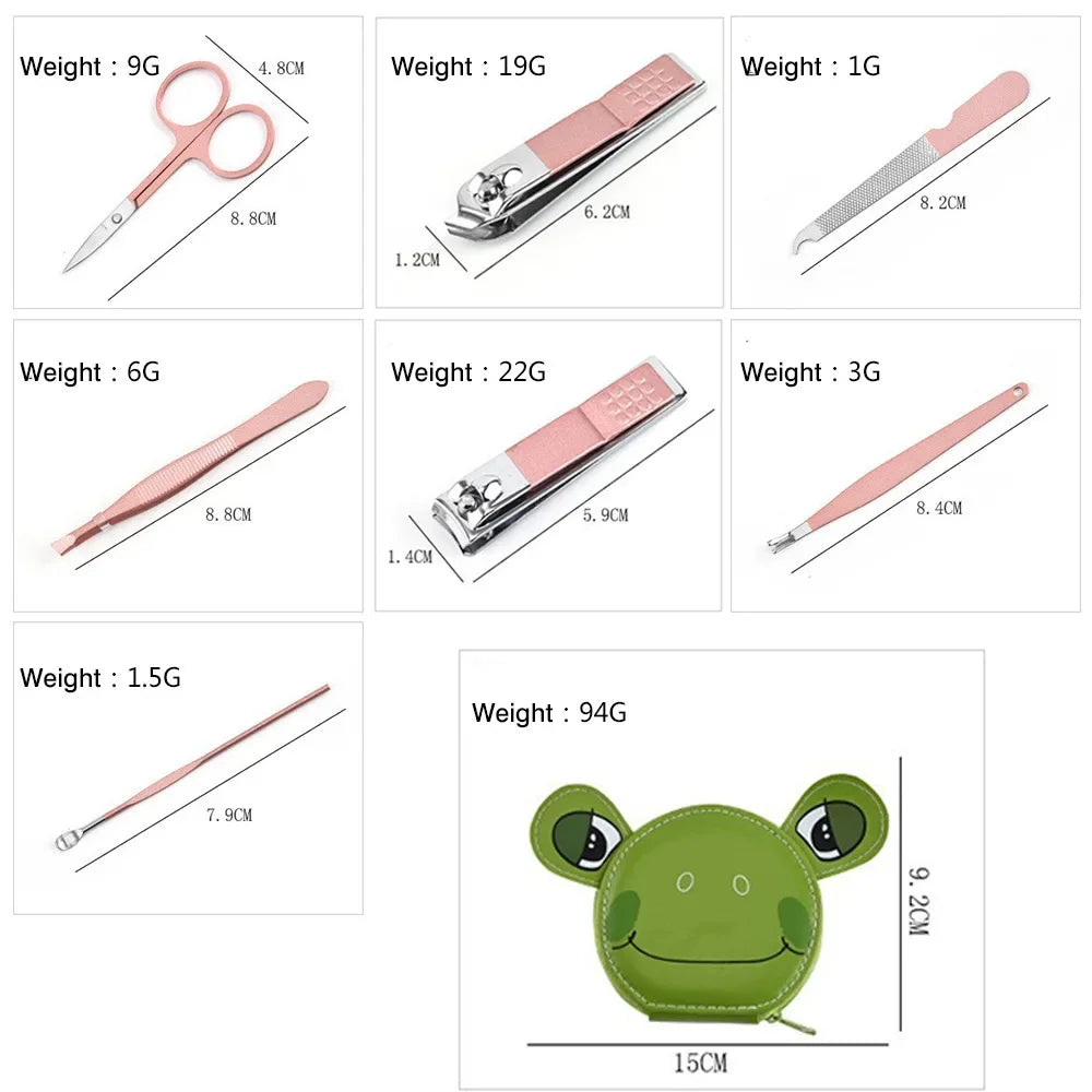 7pcs Baby Nail Scissor Set Baby Care Tool Kid Safe Portable Nail Clipper Trimmer Tweezer Children Manicure Kit