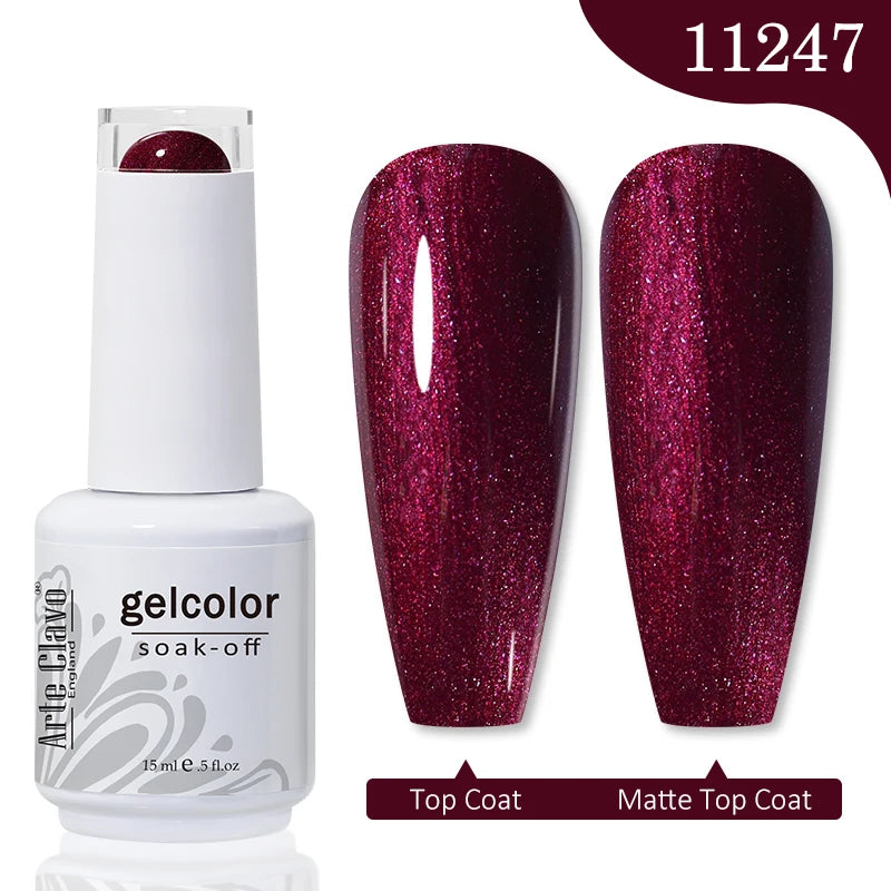 Arte Clavo 15ml Rose Red Pink Color Gel Nail Polish Autumn Winter Hot Sale Long Lasting Soak Off For Manicure Nail Art Gel