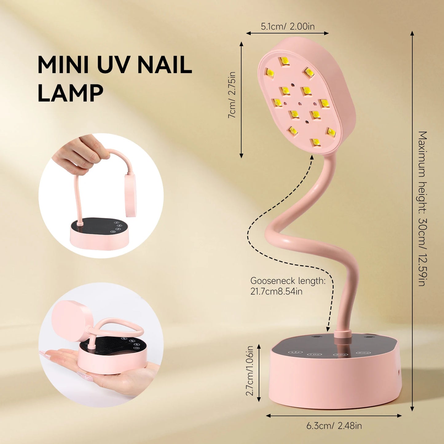 UV Nail Lamp Gooseneck Mini UV Light Gel Nails Portable 36W Rechargeable LED Auto Sensor Nail Dryer for Salon Home DIY Use