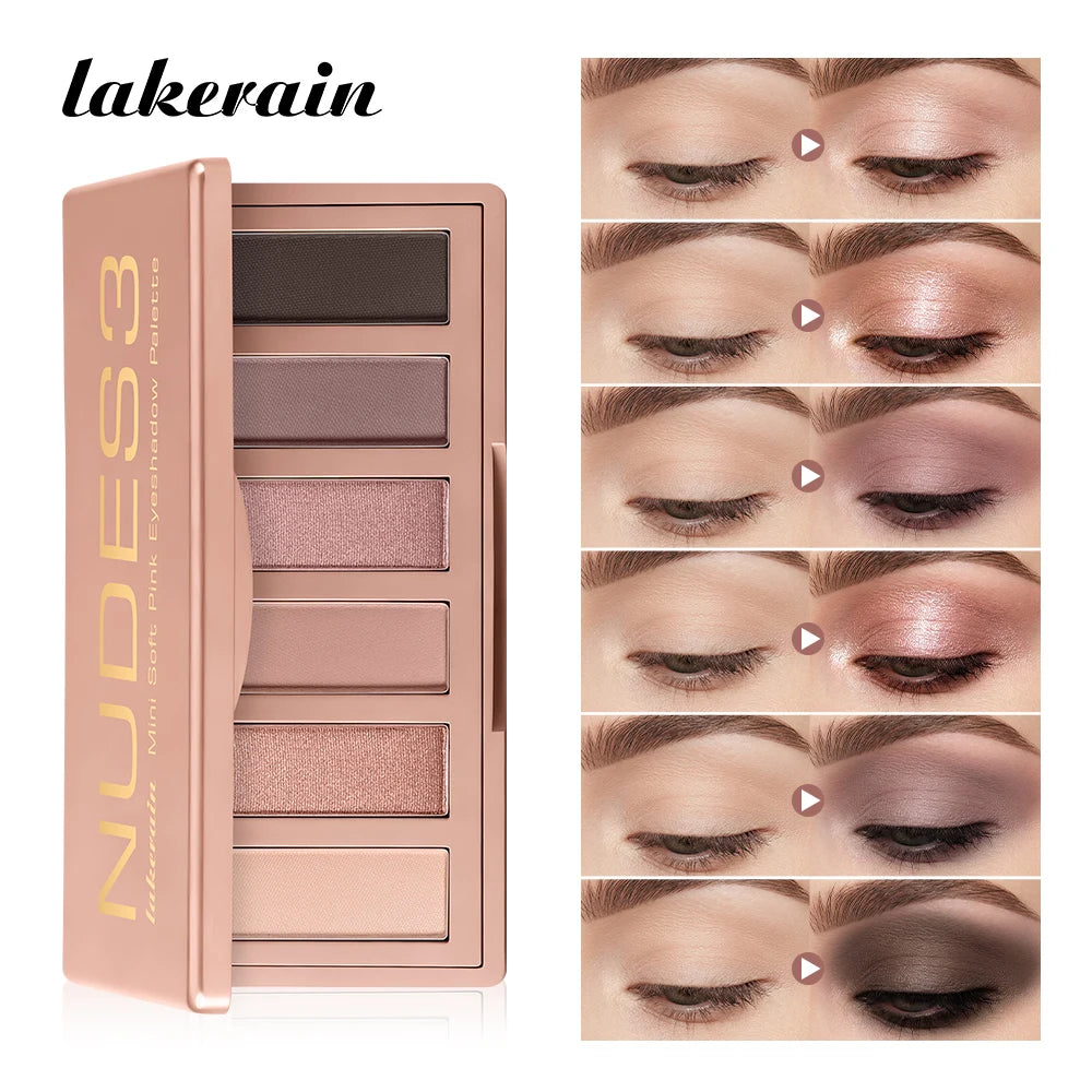 Mini Soft Pink Eyeshadow Palette Long Lasting All-Day Wear Brighten Eyes Matte & Shimmer Shadow Smooth Texture Eyeshadow Palette