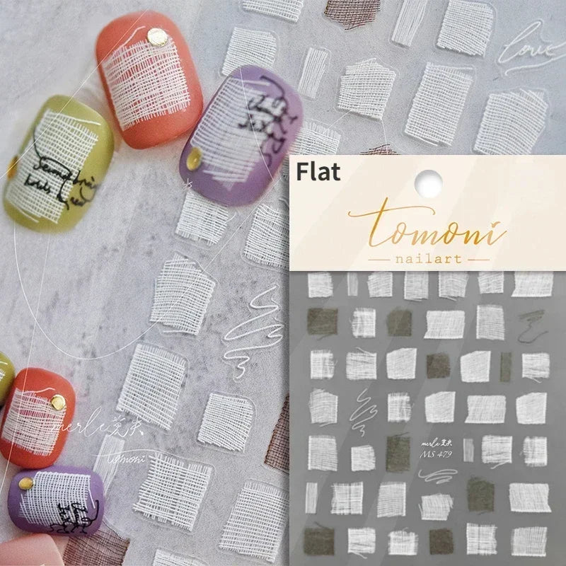1pcs White 5D Pearl Lace Wave Lines Nail Art Stickers Elegant Exquisite Nail Decoration Decals DIY Self Adhesive Transfer Slider