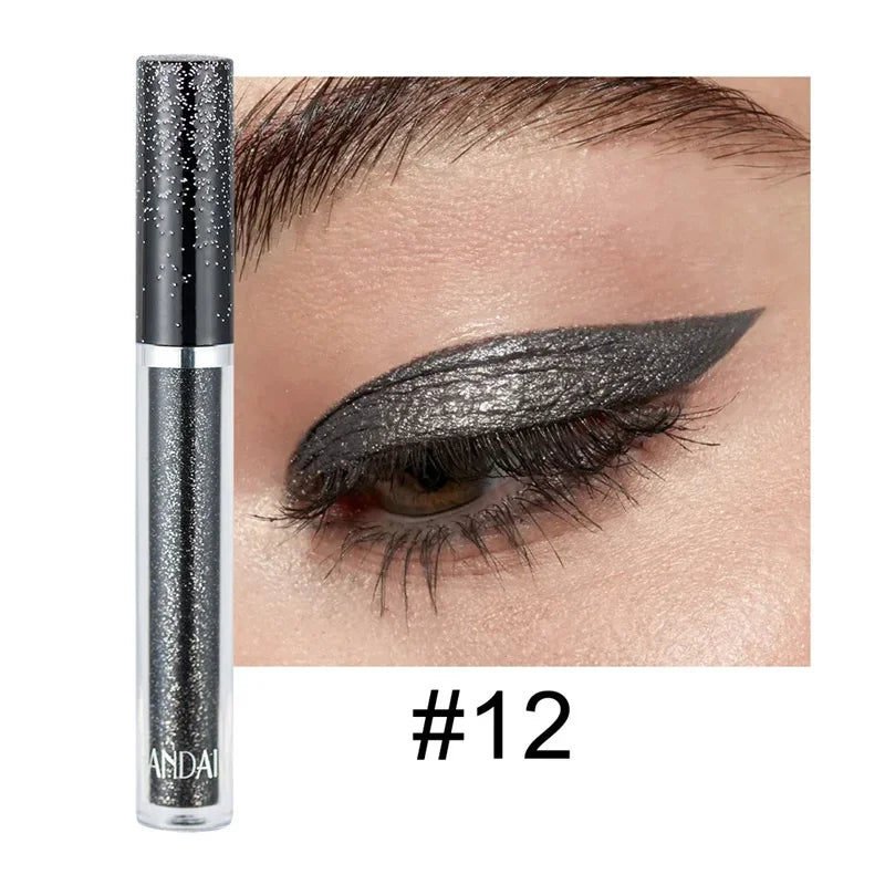 12pc/set Liquid Eyeshadow Metallic Diamond Shiny Eyeliner Pen Giltter Eyeshadow Palette Lasting Shimmer Brighten Makeup Cosmetic