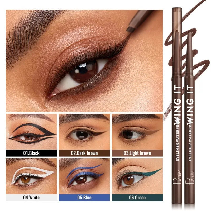 6 Matte Gel Eyeliner Pencils Waterproof Long Lasting Makeup Beginner Friendly Smooth Gel White Green Blue Brown Black Eyeliner