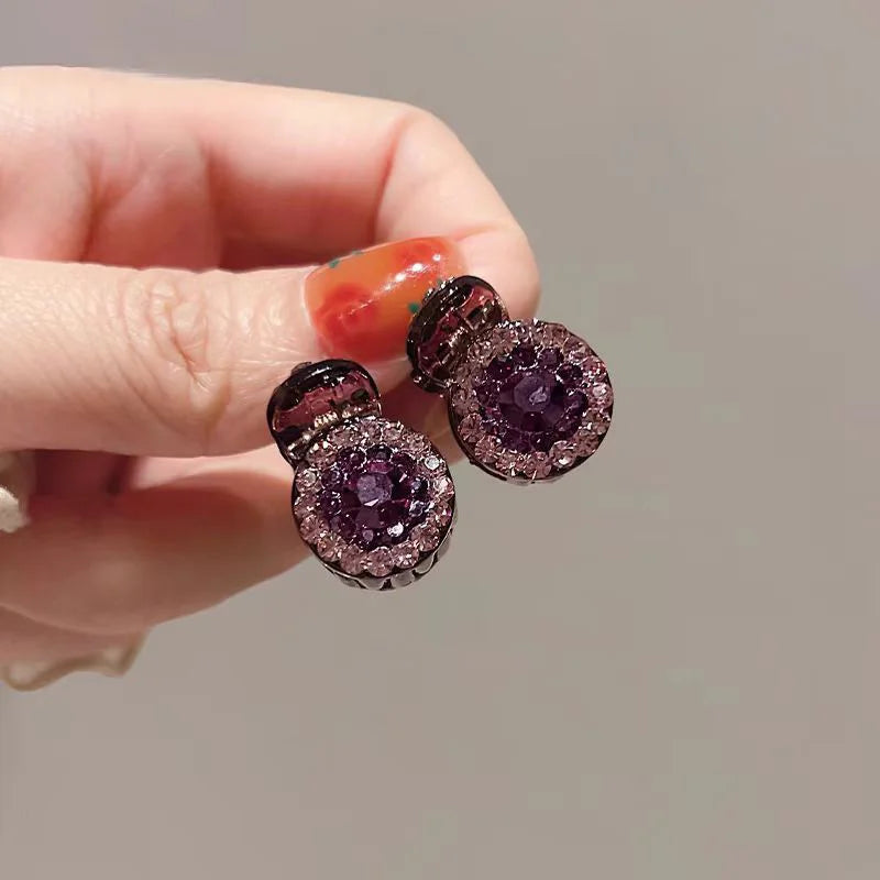 2/4pcs Mini Round Rhinestone Hair Claw Retro Zircon Women Girls Claw Clip Small Hairpins Hair Crabs Girls Hair Accessories ﻿