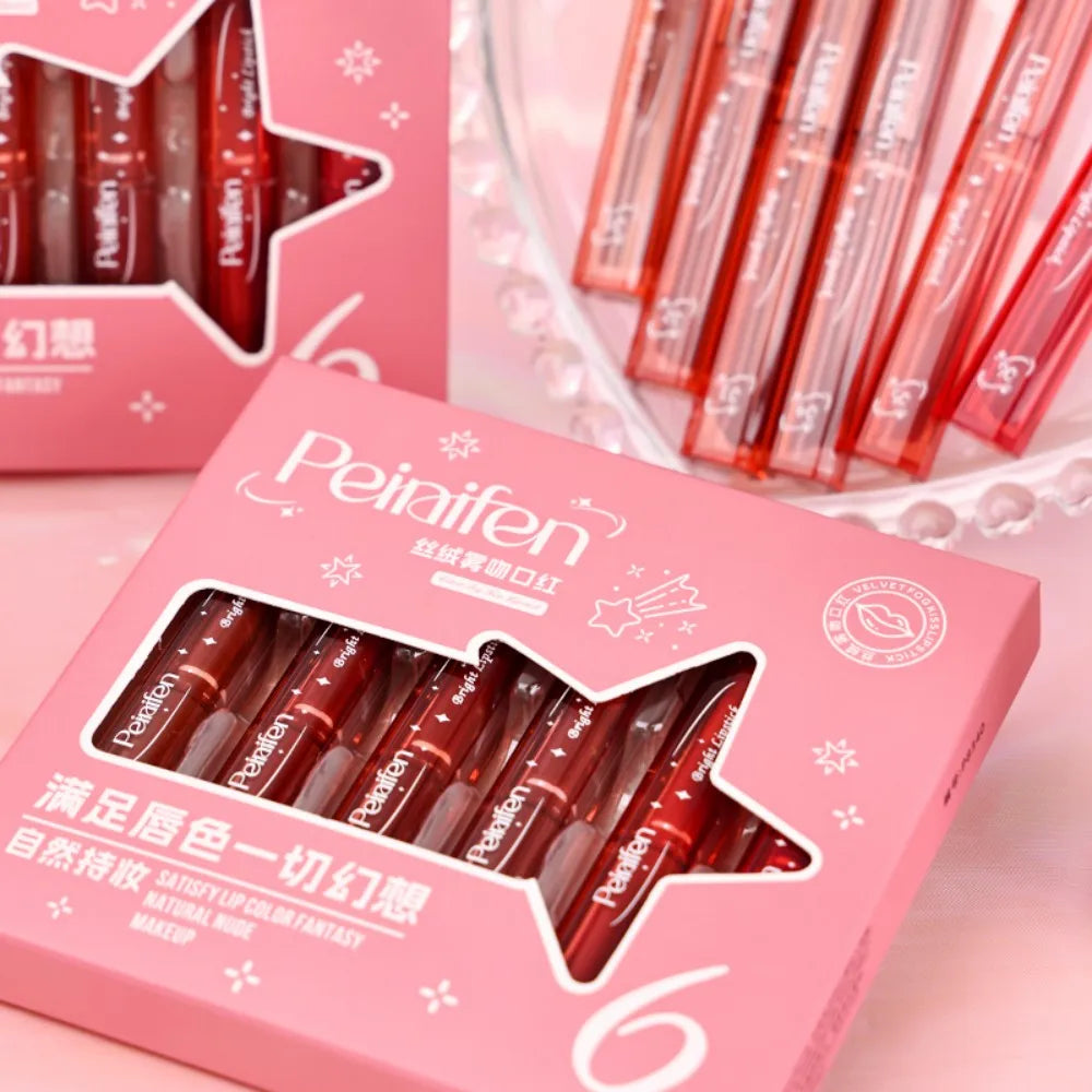 6-Lasting Stick Waterproof Lip Cover - Long Glossy Lipstick with Transparent Surface - Perfect Christmas Gift for Her