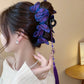 New Chinese Style Kniting Butterfly Hair Claws Women's Purple Long Flower Tassel Shark Grab Clips Vintage Hanfu Headpiece W