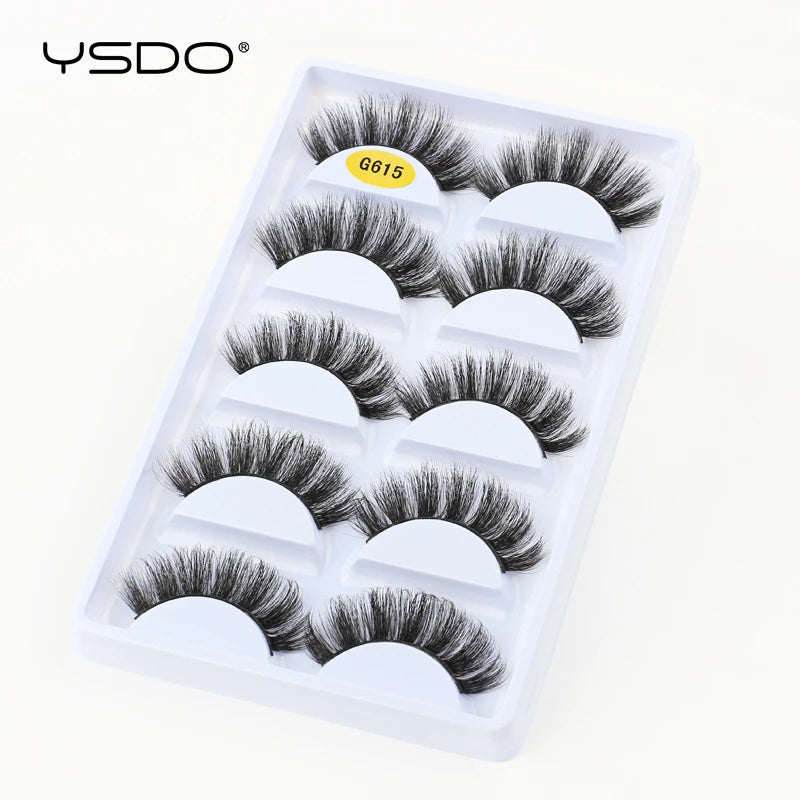 YSDO Eyelashes 3/5 Pairs Natural Long 3D Mink Lashes Fluffy Volume Mink False Eyelashes Cruelty Free Wispy Lashes Makeup Cilios