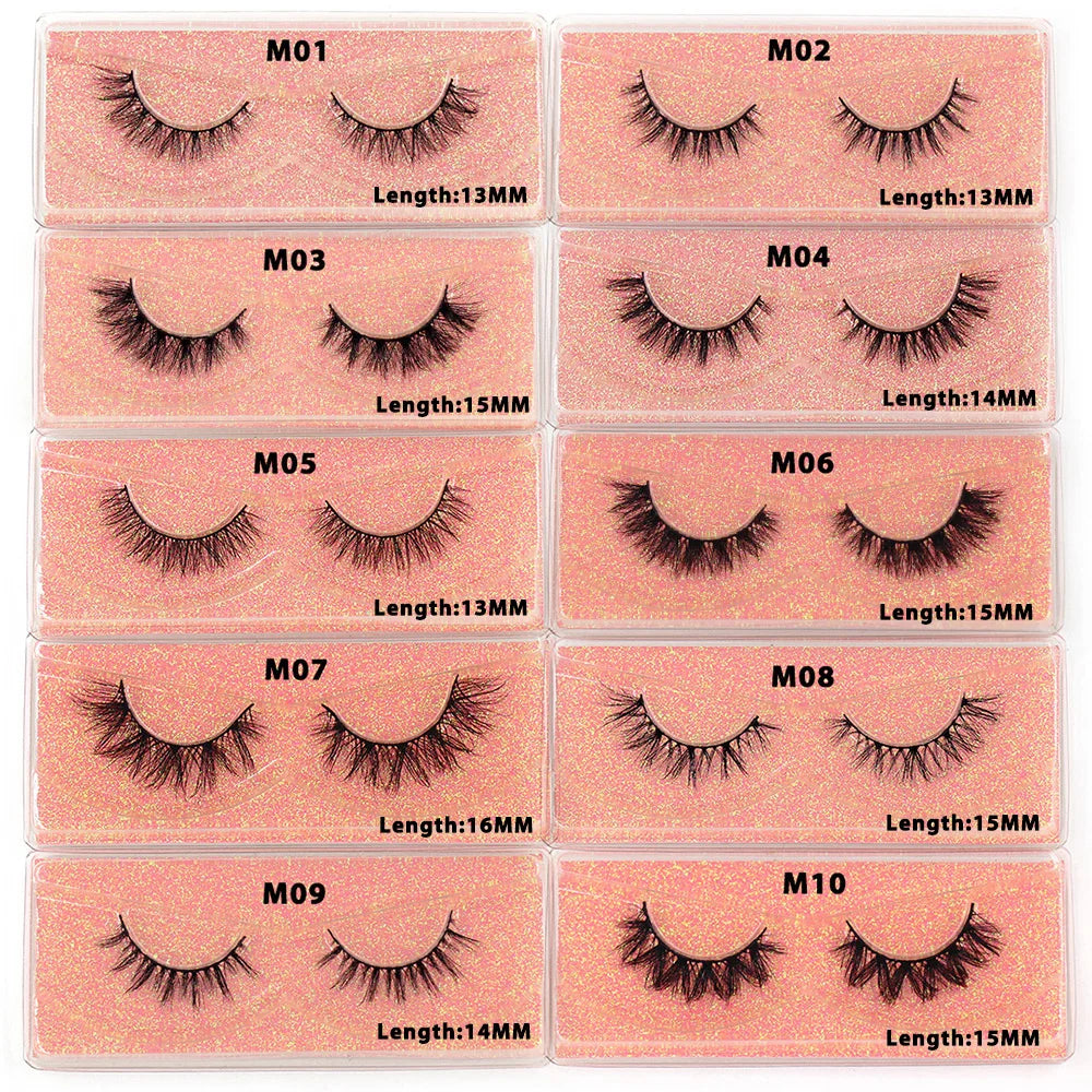 LEHUAMAO Maquiagem Short Natural Soft Mink Lashes Volume Fluffy Wispy Lashes 12mm-15mm False Eyelashes Eyelash Extensio Makeup