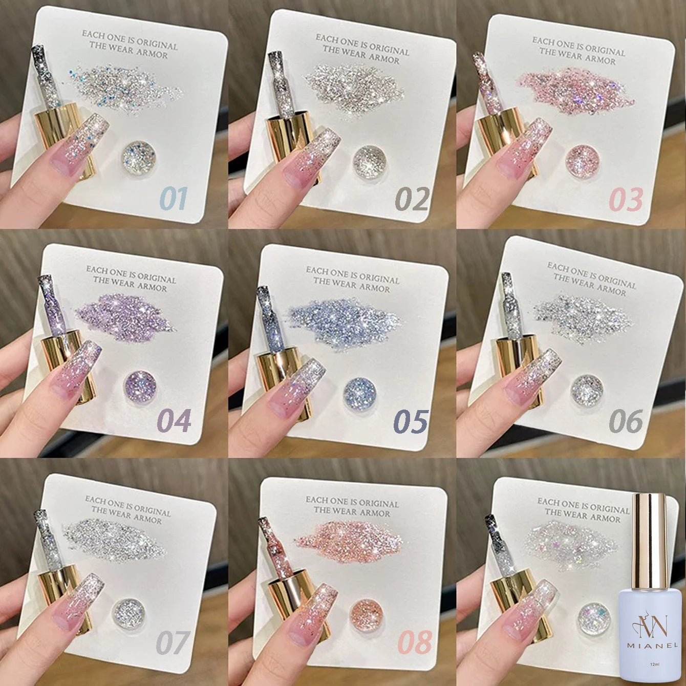MIANEL 1-12PCS Star-chasing Moon-chasing Gel Nail Polish 2026 Popular Whitening Strobe Sequin Flashing Nail Polish White Nails