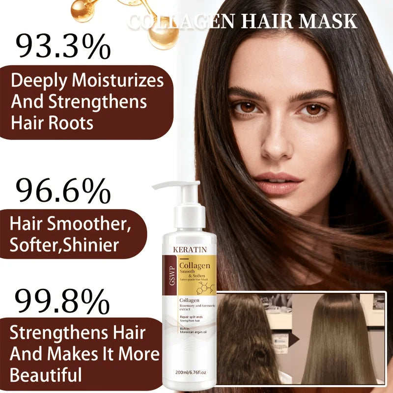 GSWP Collagen & Keratin Hair Mask. Deeply Moisturises and Repairs Damaged Hair. Strengthens and Softens Hair. Gift Pack, 200ml