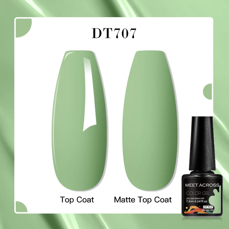 MEET ACROSS 160 Colors 7.3ml Gel Nail Polish Vernis Glitter Sparkly Semi Permanent Soak Off LED UV Gel Varnish Nail Art Manicure
