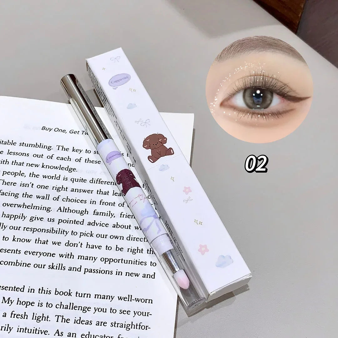 Double-head Milk Green Eyeliner Shadow Pencil Waterproof Lasting Ultra-thin Shimmer Matte Colorful Eyeliner Gel Pen With Brush