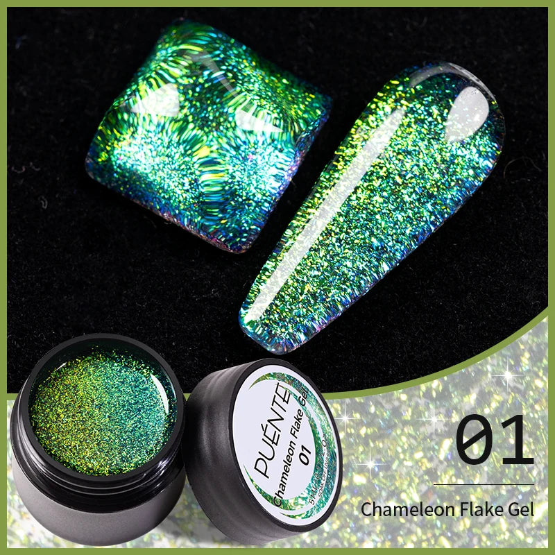 PUENTE 7.5ML Golden Gems Cat Magnetic Gel Nail Polish Pink Brown Blue Colors Golden Glitter Cat Eye Soak Off UV Nail Art Varnish