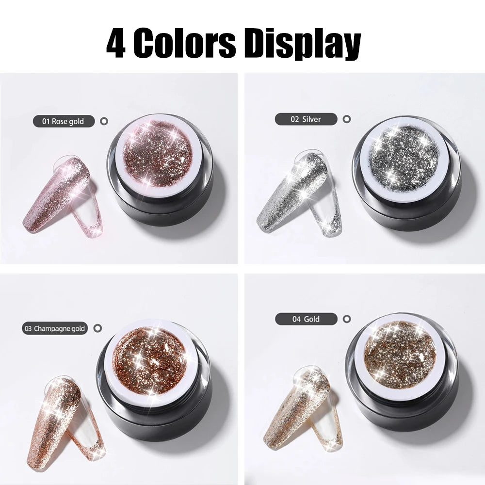 Vendeeni 4 Colors High Flash Gel Nail Polish Hybrid Glitter UV Soak off Gel Varnish Shiny Platinum Painting Nail Art Gel Lacquer