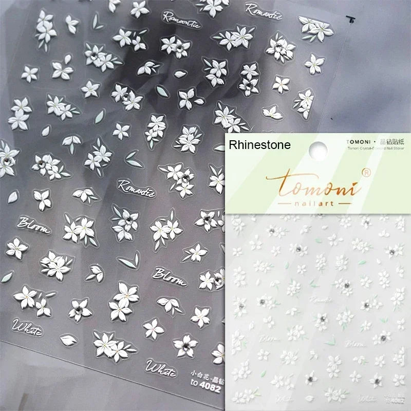 1piece 5Dcute tulip flower nail stickers high quality self-adhesive embossed nail art decals for girls summer decoration sticker