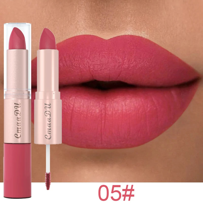 1/3Pcs Double Head Matte Lipstick Sexy Red Lip Gloss Set 2 in 1 Matte Lip Stick Non-stick Cup Lasting Waterproof Makeup Beauty