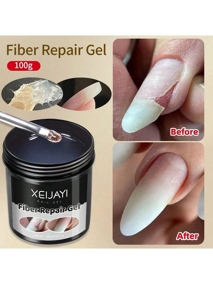 XEIJAYI 1Pc 100g Fiber Nail Repair Gel For Broken Nails, Transparent Nail repair Gel, Gel Nail Strengthener For Thin Nails