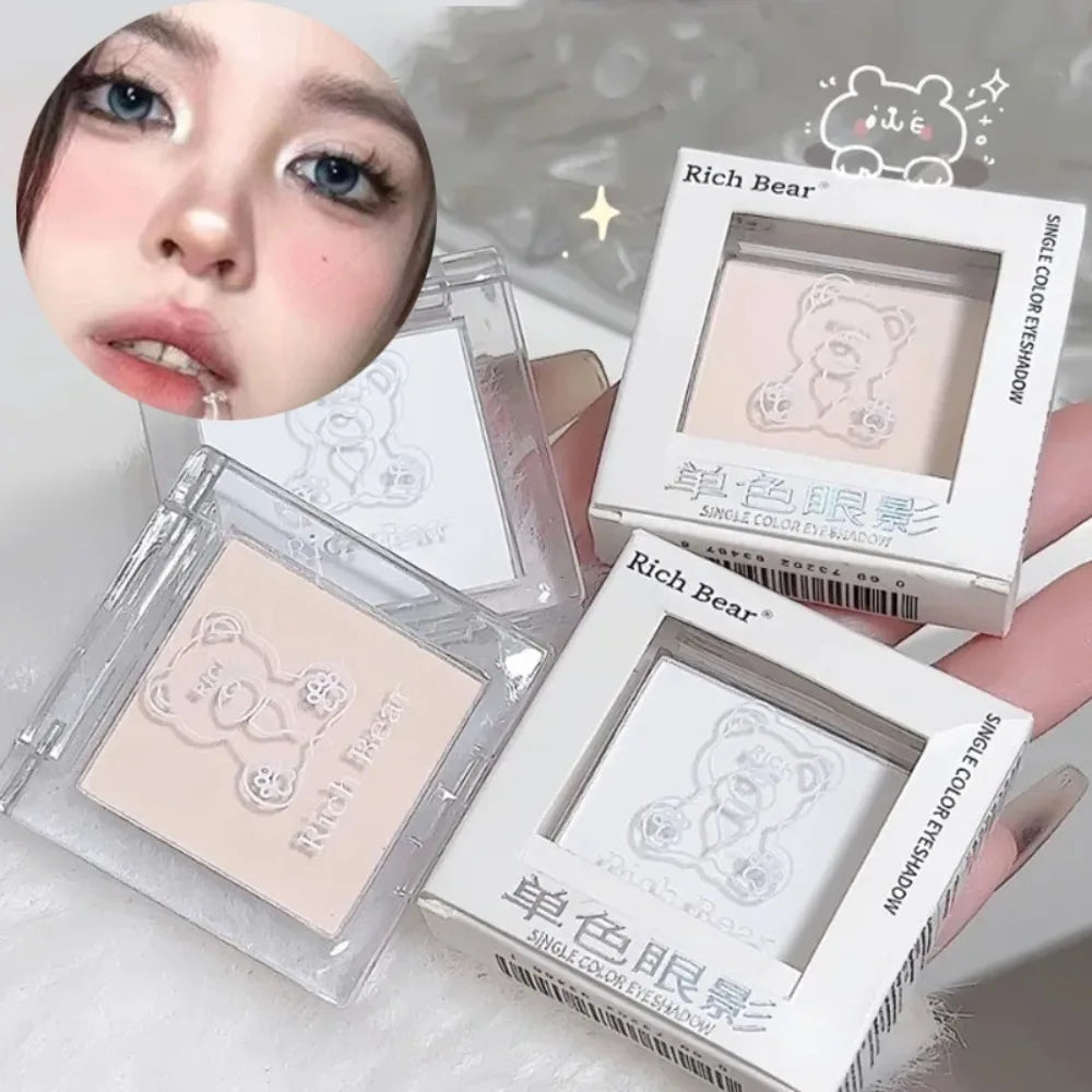 Matte Highlighter Powder in White-Natural 3D Brightening Eyeshadow Long-Lasting Eye Makeup Palette Brighten Face High Gloss