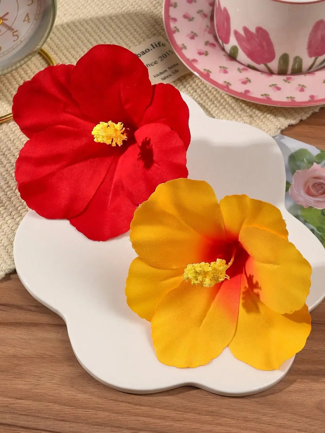 2pcs Boho Style Oversized Faux Flower Hair Clip Set, Elegant Beach Side-Bang Decor Headpieces Claw Clips Hair Claws Hair Barrettes, School Stuff, Pink Hair Clips, Vacation Outfits Woman, Girly, Hair Accessories, Valentines Ac