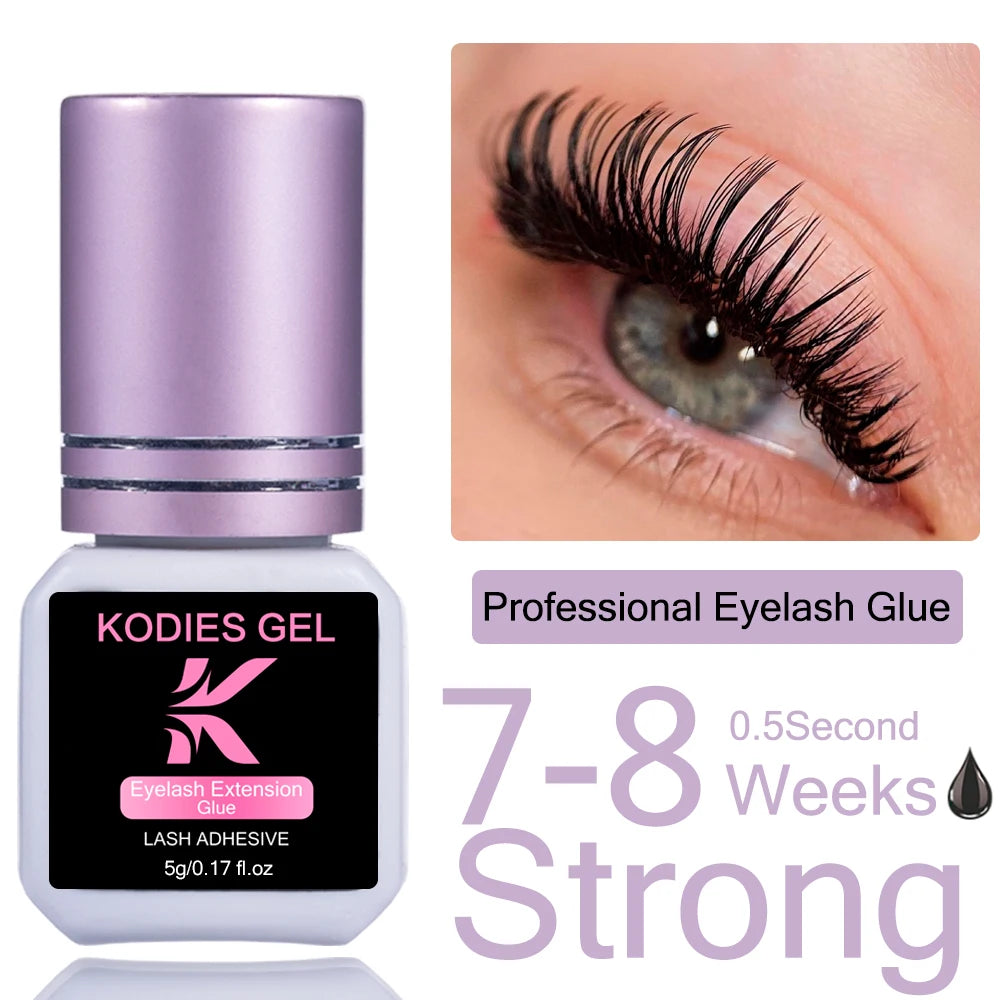 KODIES GEL Extra Strong Eyelash Glue Extension Supplies 5g 0.5 Second Dry Lash Glue for False Eyelash Waterproof Adhesive Lift
