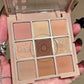 Oat Milk Coffee Earth Tone Eye Shadow Low-saturation Matte Highlight Powder Blusher Contouring Palette Nine-color Eye Shadow