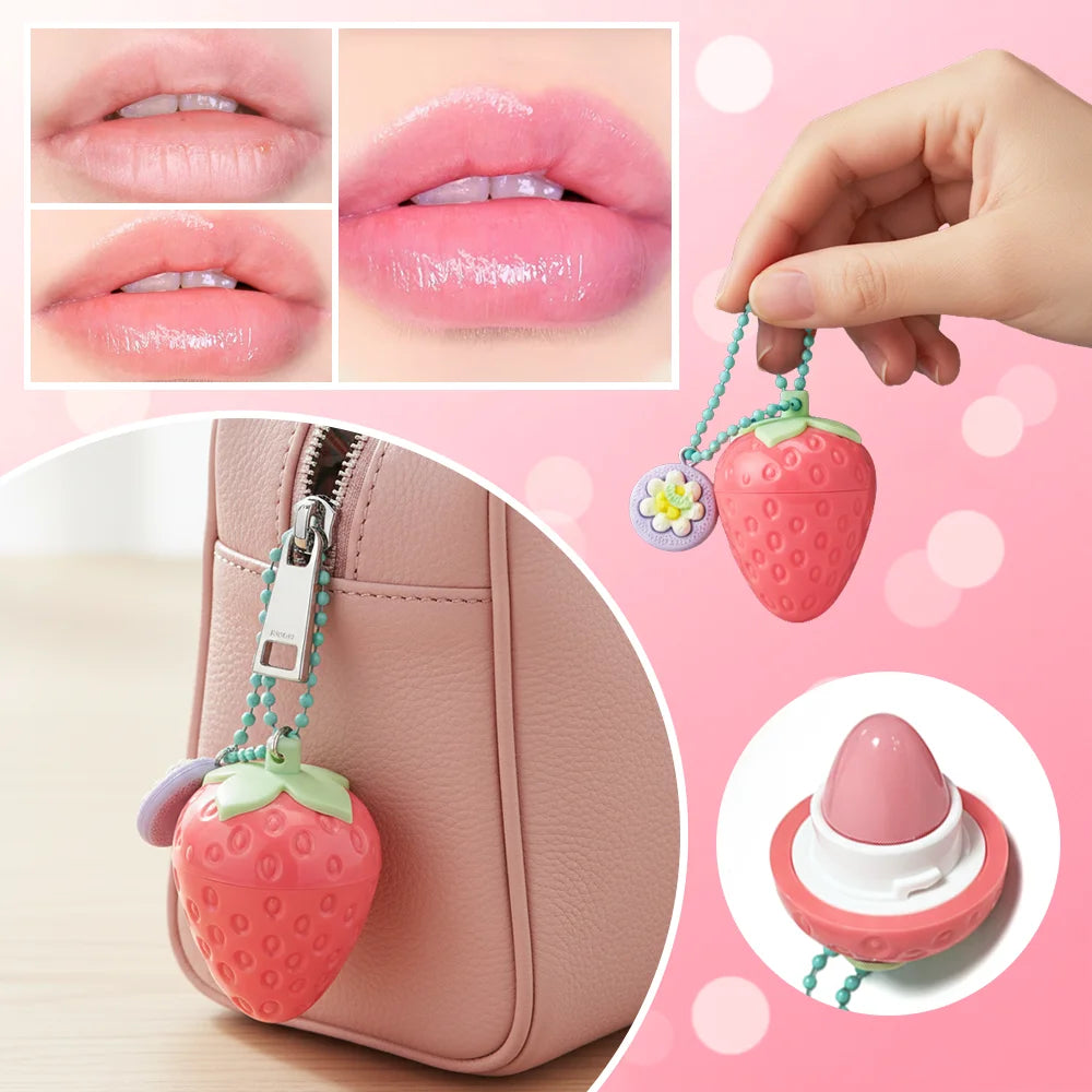 4-Color Random Hair Strawberry Warm Moisturizing Lip balm With Strong Moisturizing Effect, Protecting And Softening Lips