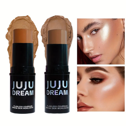 Contour & Concealer Stick - Creamy Waterproof Face Bronzer & Highlighter, Non-Greasy Long-Lasting Buildable Coverage