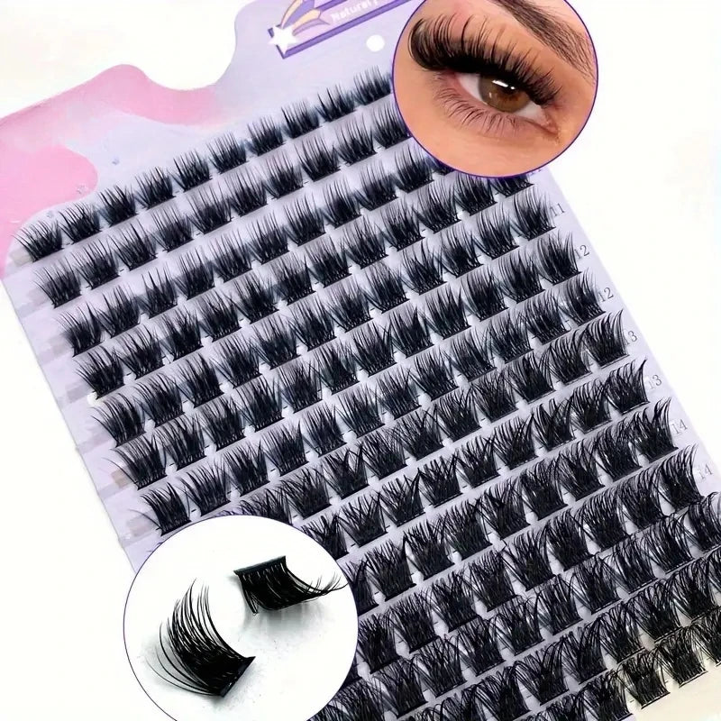 Wispy Cluster Lashes - DIY Eyelash Extensions, 9-16mm Mix, Natural Look Fluffy Individual Lashes, Reusable, C-Curl, Various Leng