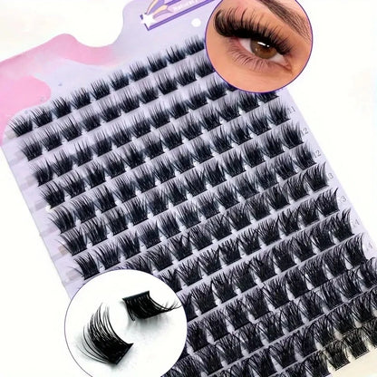 Wispy Cluster Lashes - DIY Eyelash Extensions, 9-16mm Mix, Natural Look Fluffy Individual Lashes, Reusable, C-Curl, Various Leng