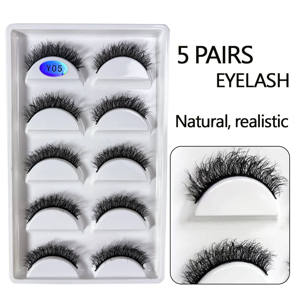 NEW 5 Pairs 3D Y08 Natural Mink False Eyelashes Fluffy Style Makeup Eyelash Fake Eye Lashes Faux Cilios Make Up Beauty Tools