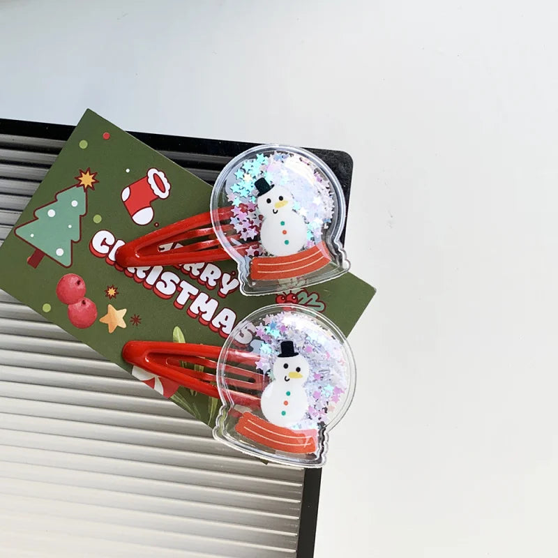 2pcs Christmas hairpin Quicksand hairpin to hairpin Christmas Tree hairpin Santa Deer hairpin hair accessories