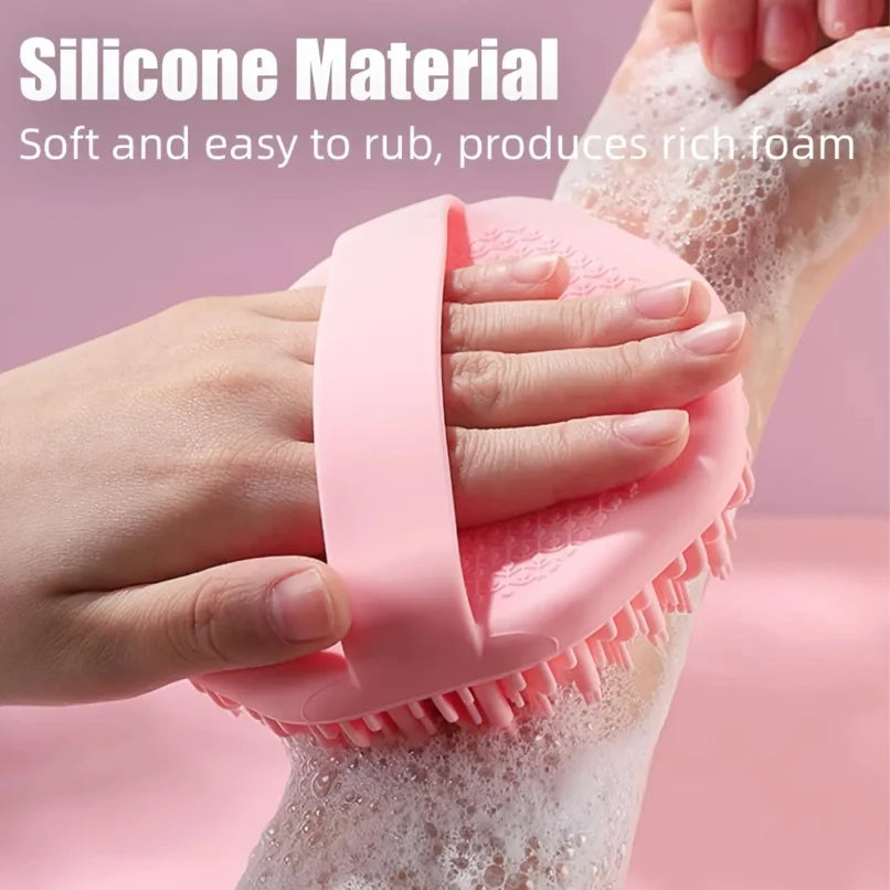 1pc Soft Silicone Exfoliating Brush Cleanser Manual Body Cleansing Scrubber Shower Gentle Massage Bath Brush Bathroom Accessorie