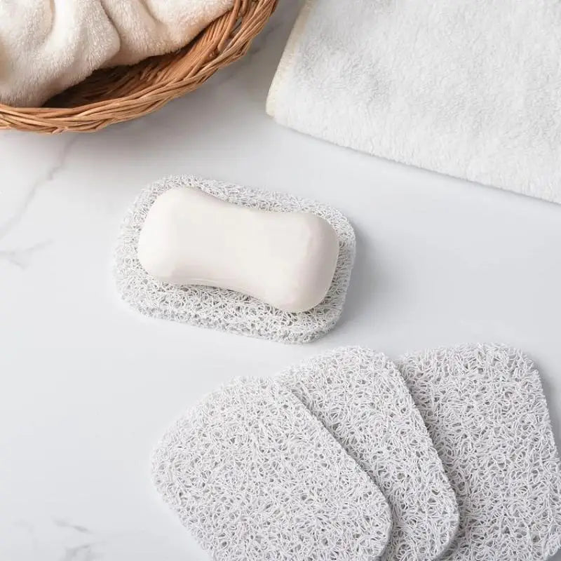 4pcs Nonslip Soap Dish Tray Shower And Bath Cleaning Sponge Holder Soap Saver Draining Lift Pad Self Draining Soap Bar Holder