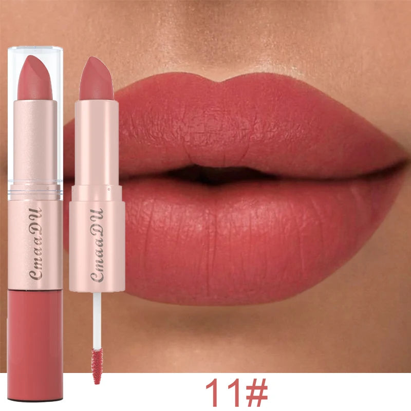 1/3Pcs Double Head Matte Lipstick Sexy Red Lip Gloss Set 2 in 1 Matte Lip Stick Non-stick Cup Lasting Waterproof Makeup Beauty
