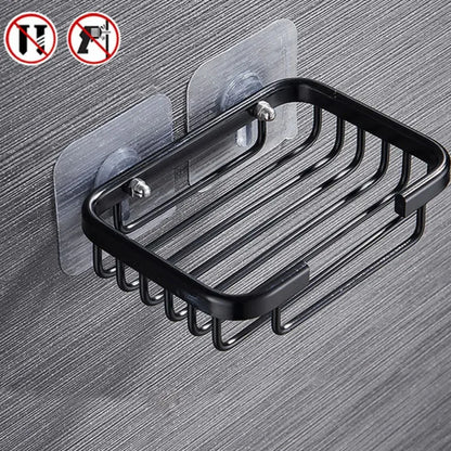 Quality Wall Mounted Soap Dish Self-adhesive Drill Free Metal Soap Holder Hollow Type Aluminum Soap Storage Rack Bathroom