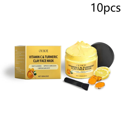 Vitamin C Turmeric Clay Mask, Brightening & Nourishing Facial Treatment, Hydrating Turmeric Face Mask