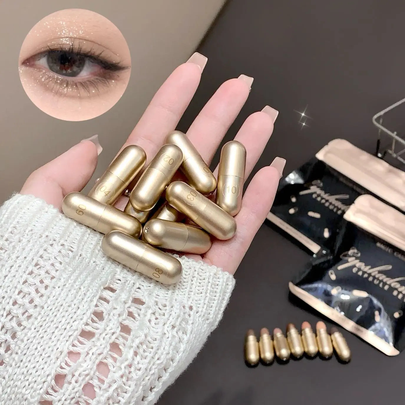 MAGIC CASA 12 Color Capsule Eyeshadow Set Highlighting and Crouching Eyeshadow Non-Smudging Eye Contour Set