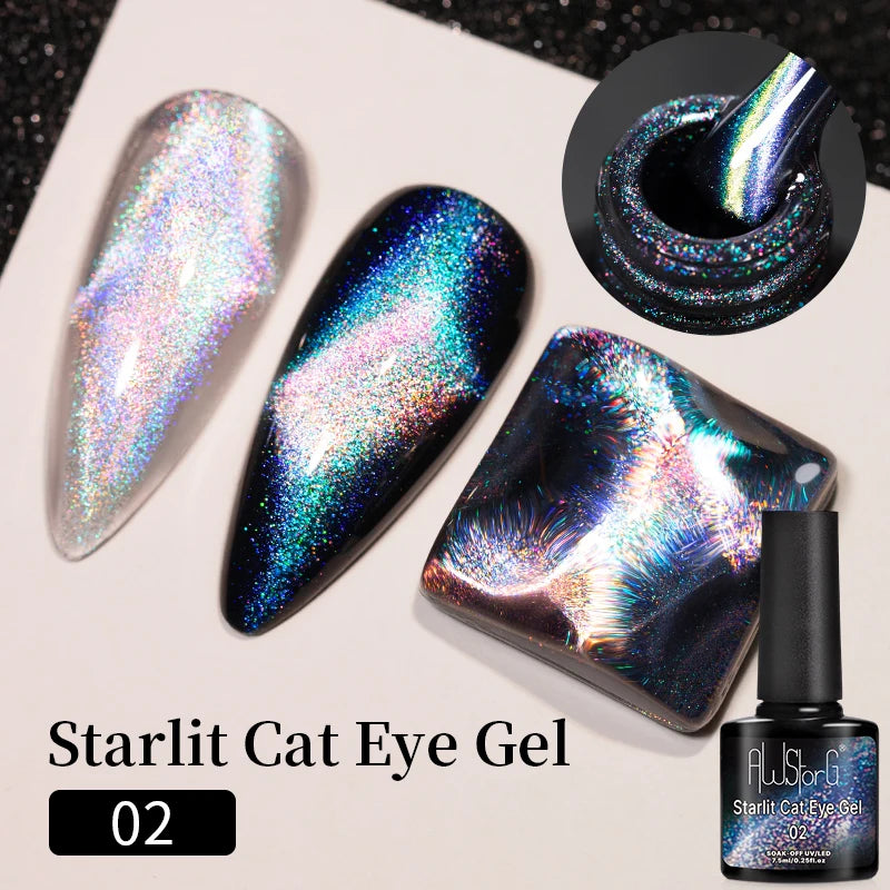 AWStorG 7.5ml Starlit Cat Magnetic Gel Nail Polish Must need Black Gel-Polaris Light Soak Off UV Gel Varnis Semi Permanent DIY