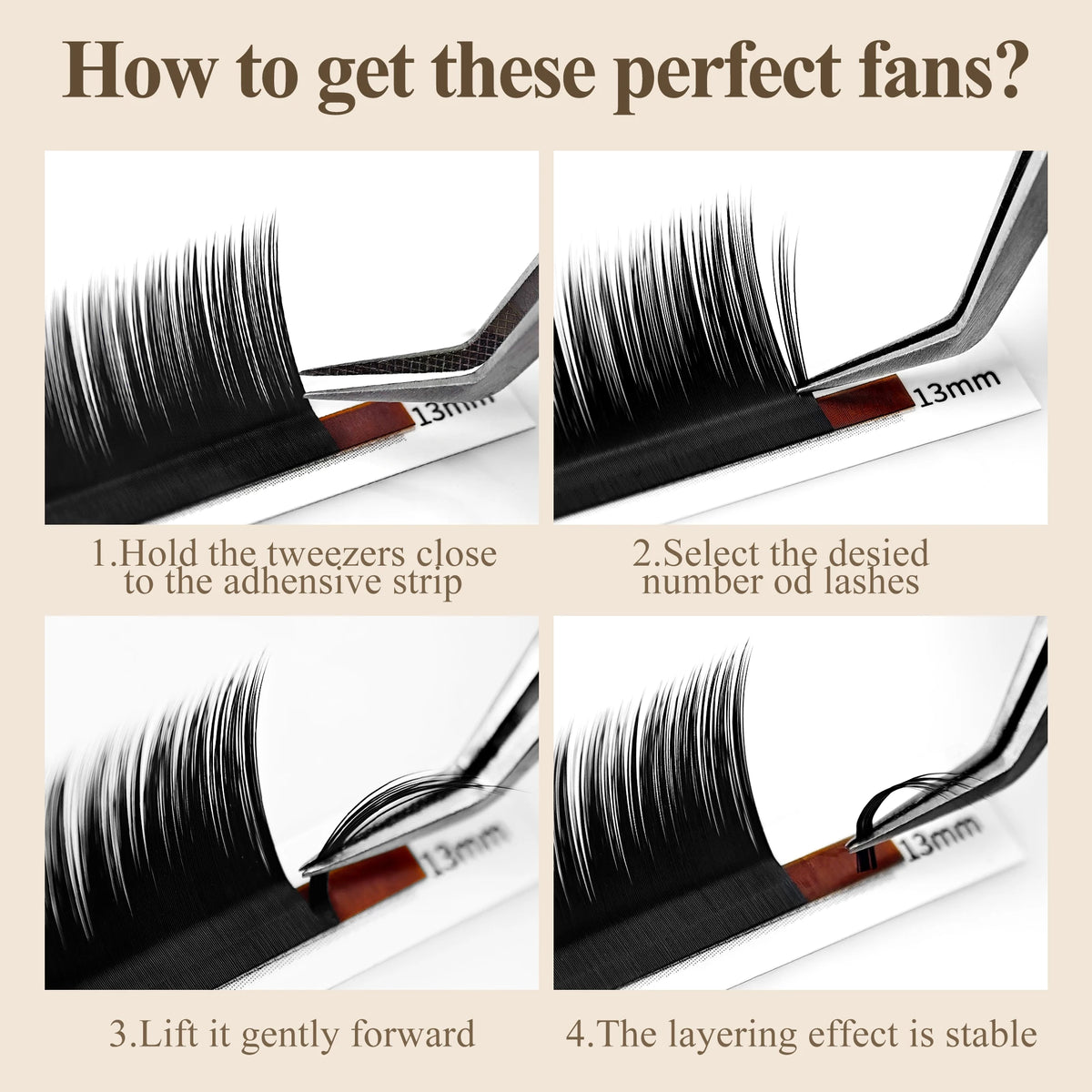 LAKANAKU UB UC UJ Curl Camellia Lashes with Adhesive Eyelash Extensions Russian Volume Fans Fluffy Lashes Premade Fan Lashes