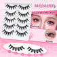 DINGSEN 5 Pairs Manga Lashes Cosplay Fake Eyelashes Strip Lash Soft Natural Look Fox Eye Korean Manhua Makeup False Eyelashes