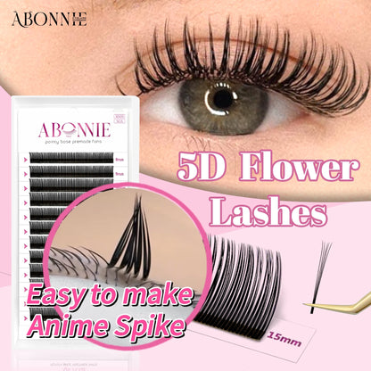 Abonnie Angel Lashes Pre-bundled Lash Spikes 5D Flower Lashes Individual Eyelash Extensions Wispy Lash Premade