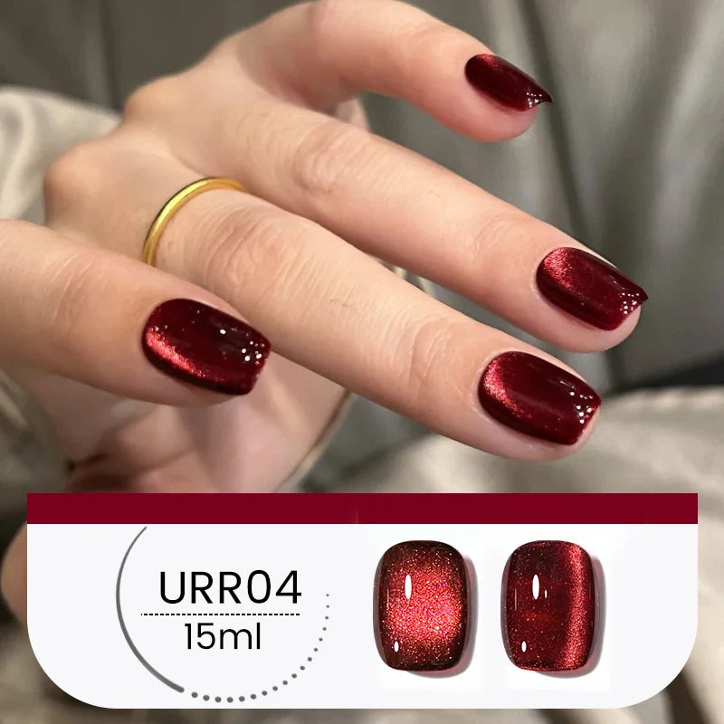 UR SUGAR 15ml 6 Colors Shine Red Winter Christmas Cat Magnetic Gel Nail Polish Sparkling Glitter Semi Permanent Soak Off UV Gel