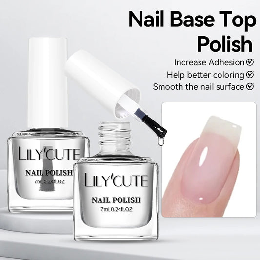 LILYCUTE 7ml  Nail Base Top Polish Clear Shine Nail Care Long Lasting  Strengthener Hardener Nail Art Varnish Supplies