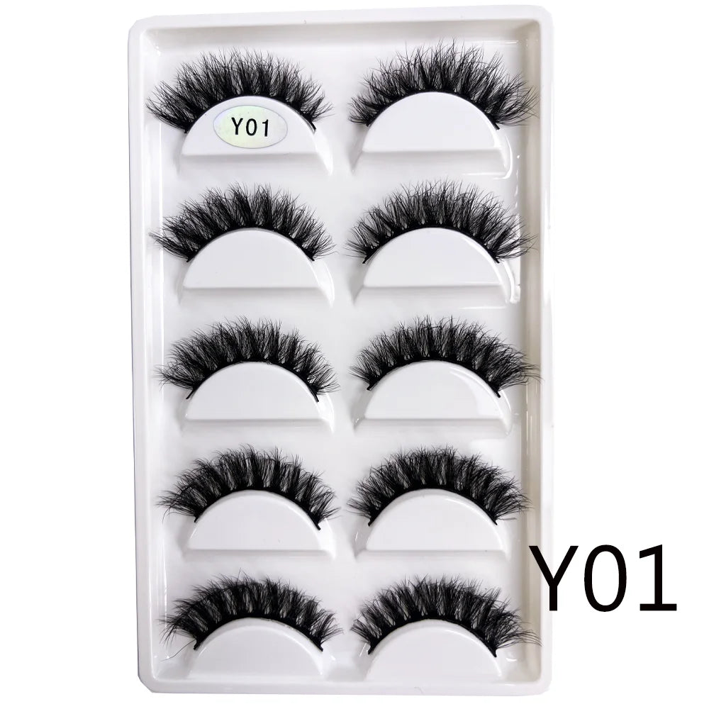 NEW 5 Pairs 3D Y08 Natural Mink False Eyelashes Fluffy Style Makeup Eyelash Fake Eye Lashes Faux Cilios Make Up Beauty Tools